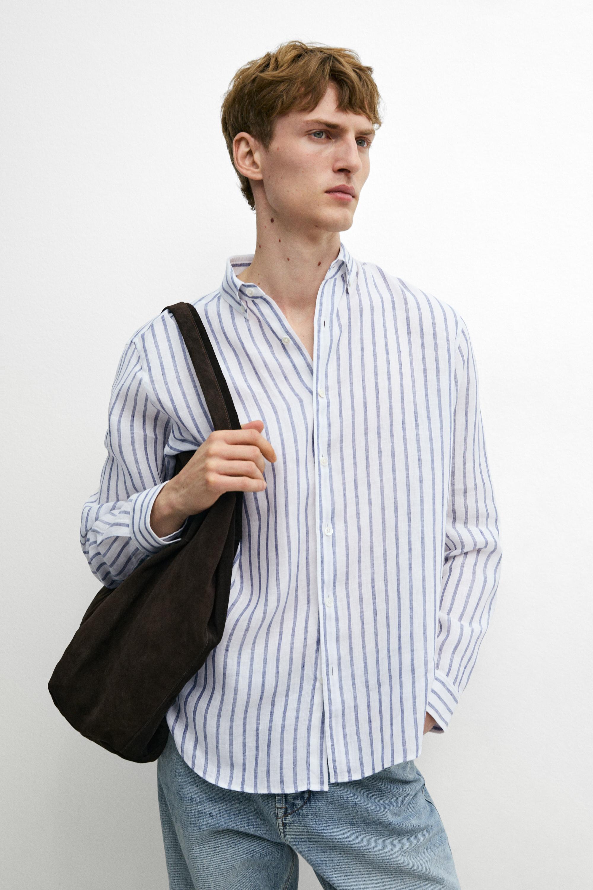 100% linen striped shirt